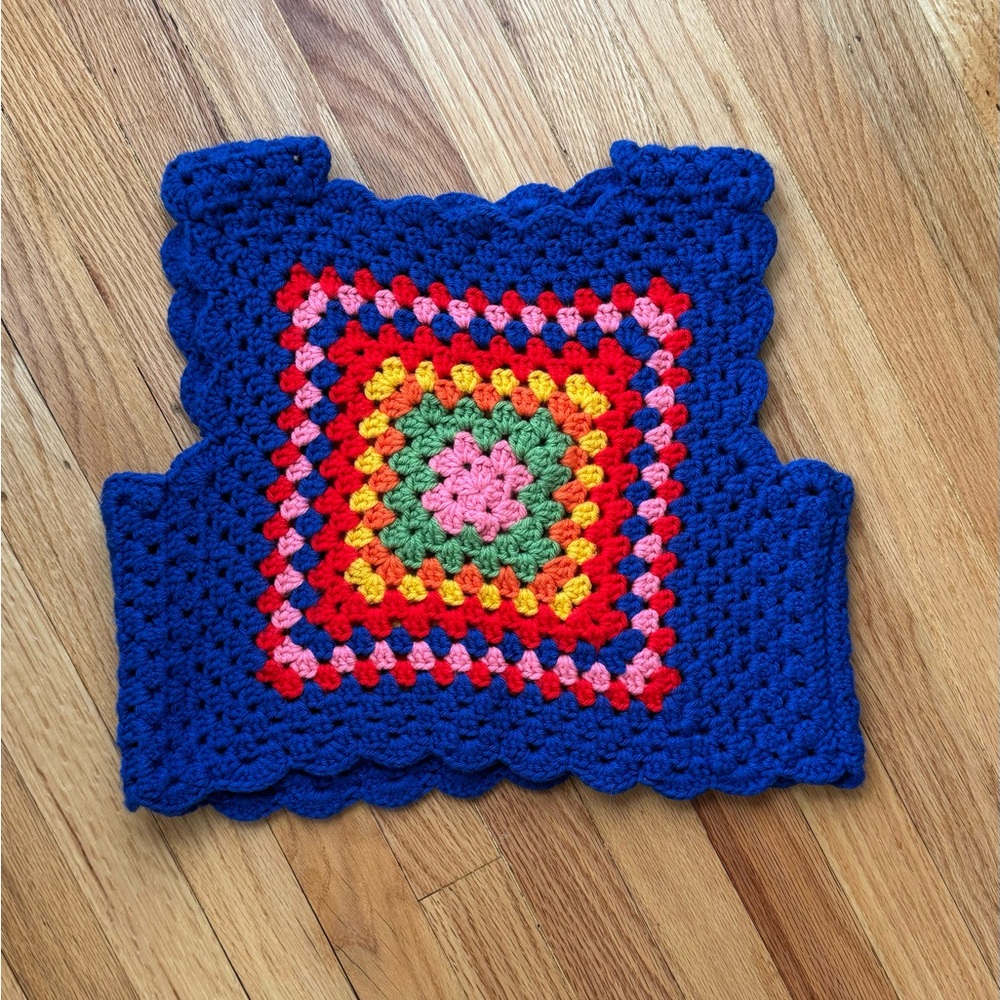 Hand Knit Cropped Sweater Vest